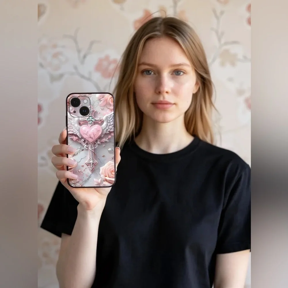 iPhone 16 Pro Max Pink Heart Phone Case